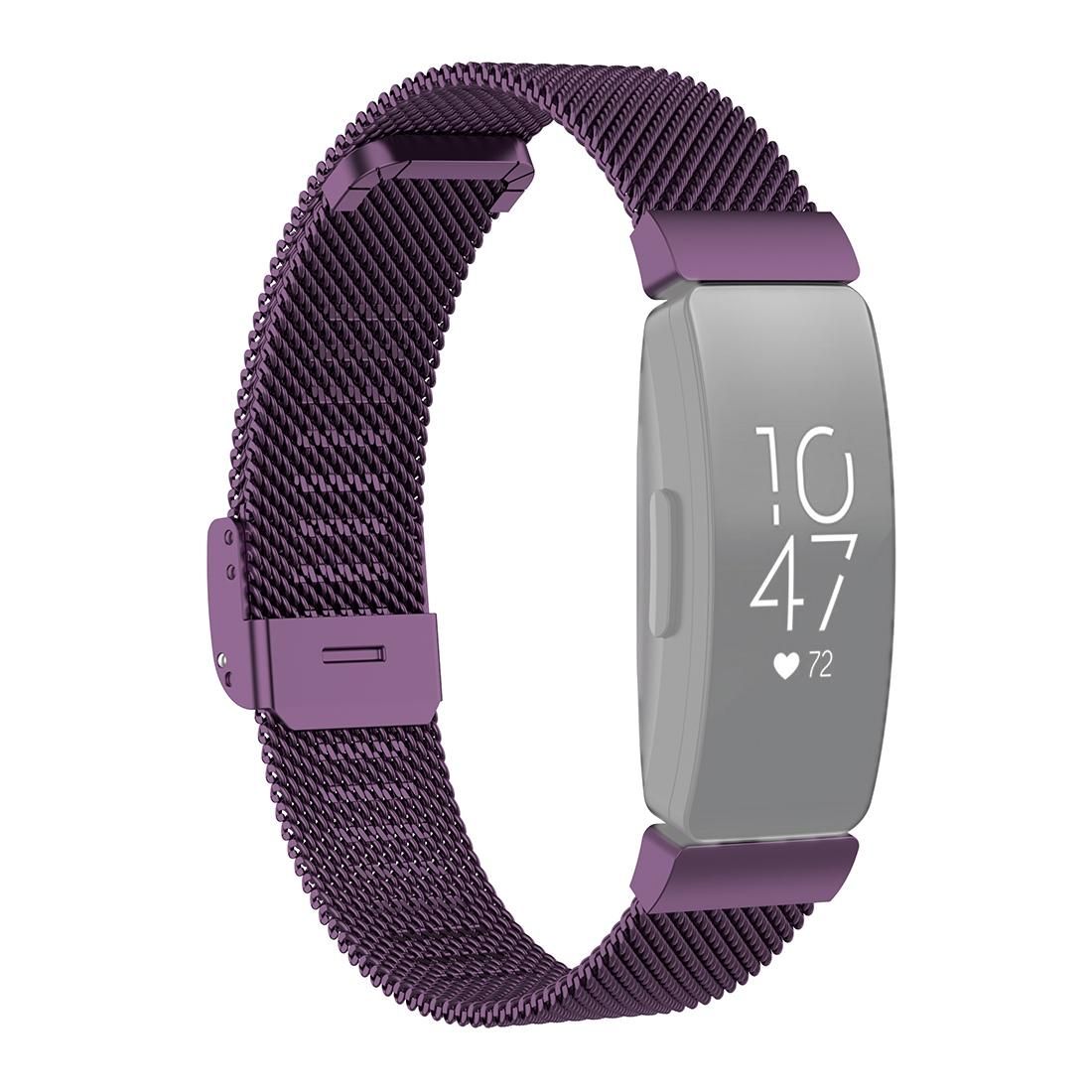 Stainless Steel Metal Mesh Wrist Strap Watch Band for Fitbit Inspire / Inspire HR / Ace 2, Size: L (Dark Purple)