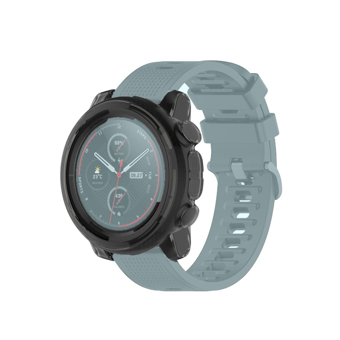 For Amazfit 3 Transparent TPU Silicone Watch Case (Transparent Black)