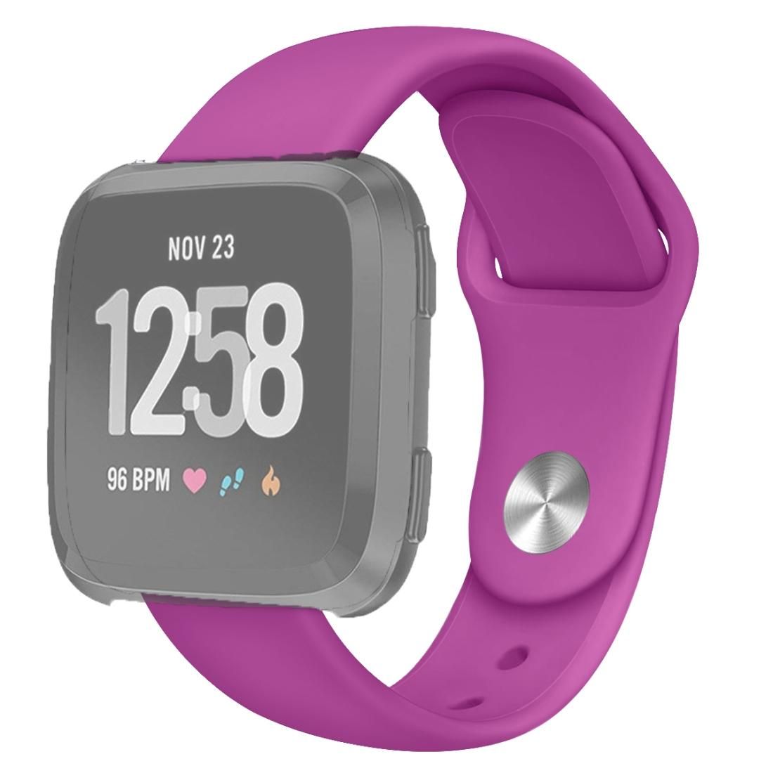 For Fitbit Versa 2 / Fitbit Versa / Fitbit Versa Lite Solid Color Silicone Replacement Strap Watchband, Size:L (Purple)