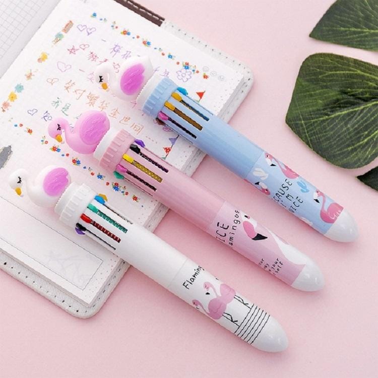 10 PCS Cartoon 10 Color Ballpoint Pen Creative Student Colorful Pen (Color Random Delivery)