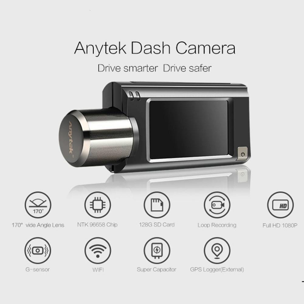 Anytek G100 High-End Car DVR 1080P FHD Camera WiFi Dash Cam Registrar Video Recorder Registrator (Car charger version)