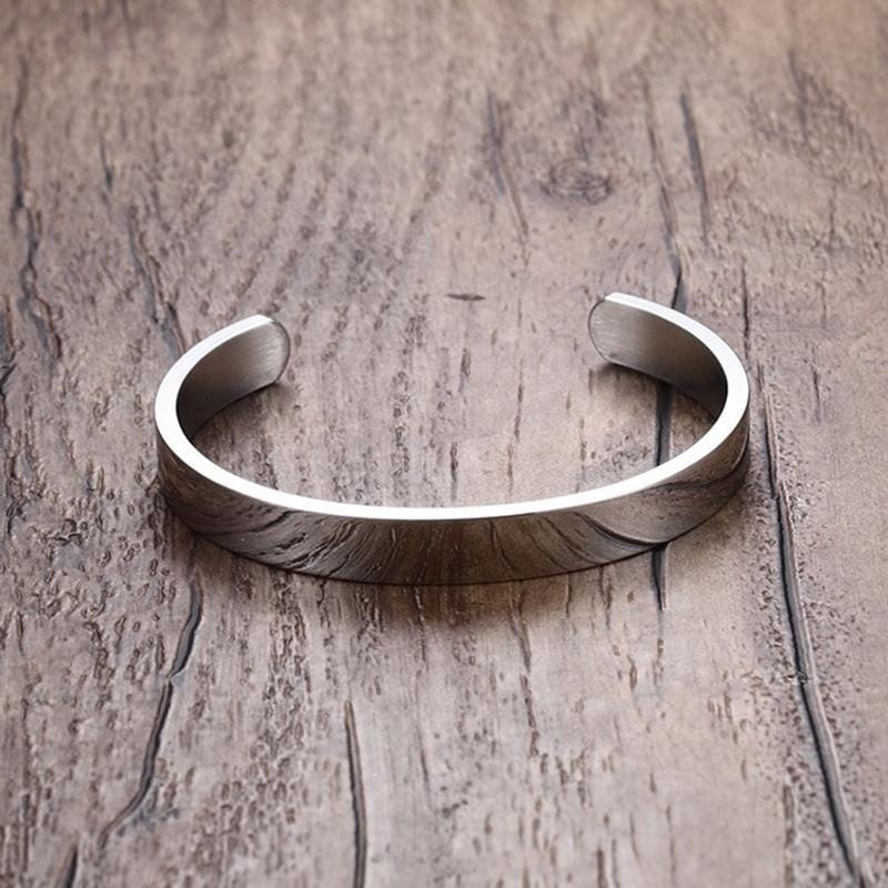 8mm Width Women Men Stainless Steel Surface Bracelet Bangle (Black)