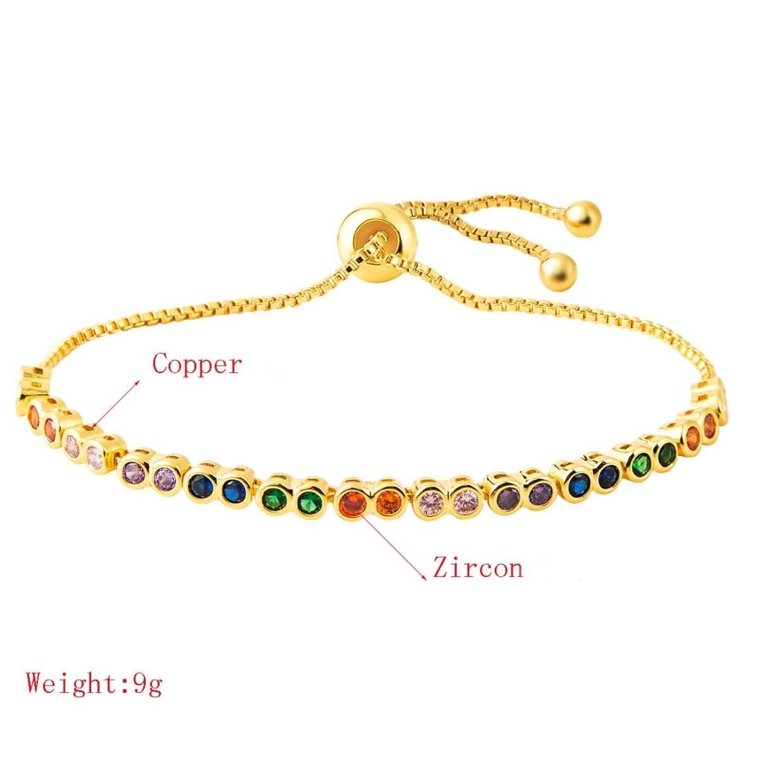Copper Inlaid Colorful Zircon Ladies Bracelet Simple Adjustable Crystal Bracelet