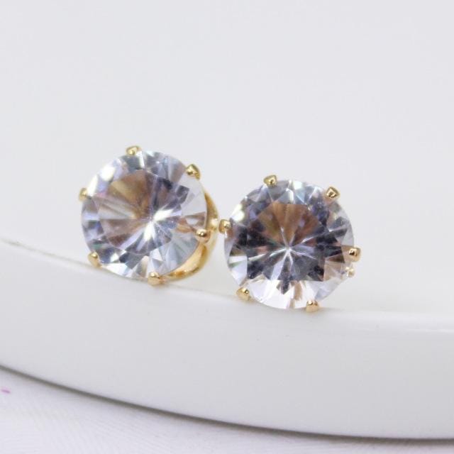 5 PCS Women Fashion Crystal Stud Imitation Zircon Earrings (White-Gold)