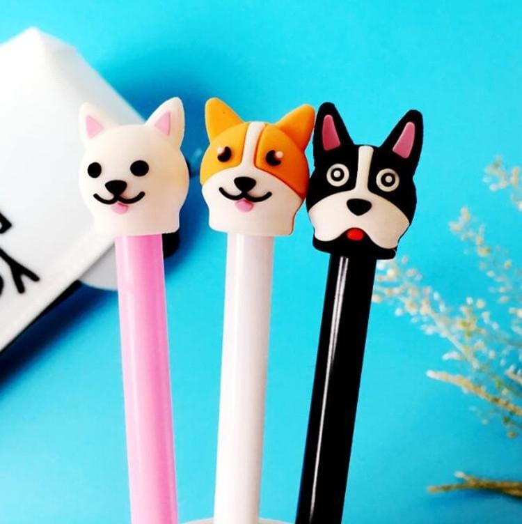 4 PCS  3D Puppy Shape Pen Office Stationery Student Writing Supplies, Random Color Delivery, Written:0.5mm (Black)