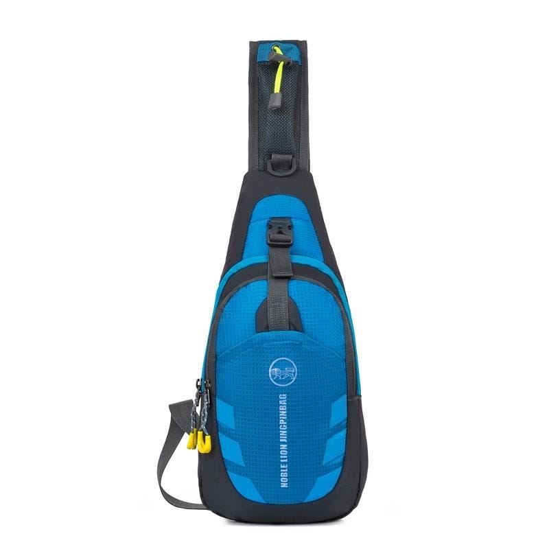 Motorcycle Waterproof Nylon Backpack Convenient Motorbike Chest Bag Backpack Camping Hiking Running Outdoor Sport Bag (Blue)