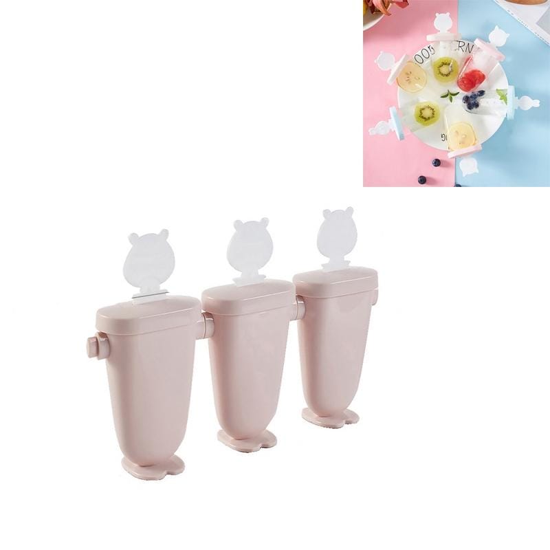 Home Cartoon Animal Homemade Cute DIY Popsicle Ice Cream Mold, Style:Flat (Beige)