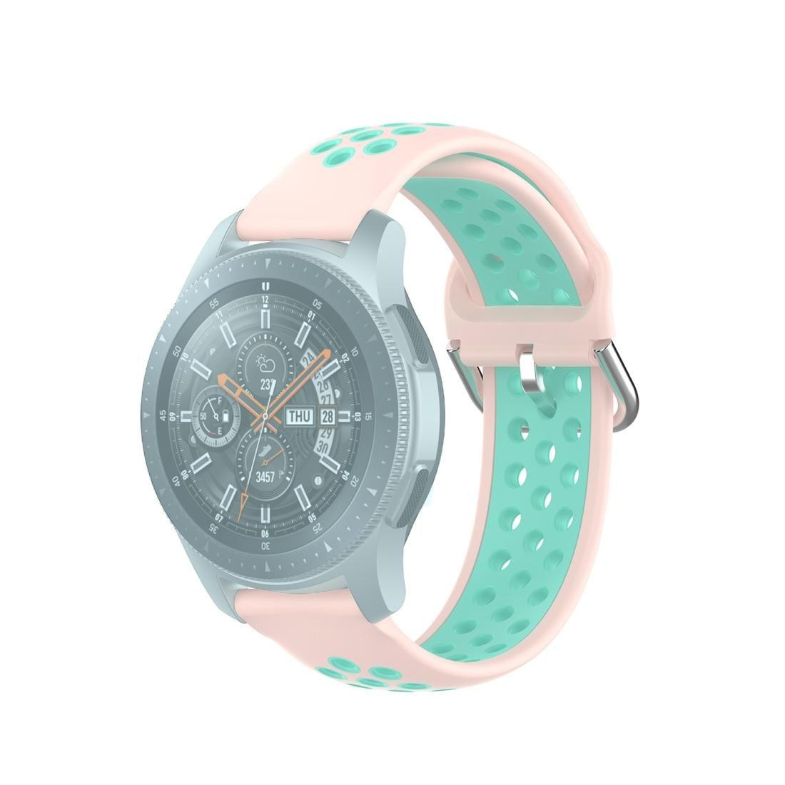 For Huawei Watch GT2 / Honor Magic Watch 2 46mm Universal Sports Two-tone Silicone Replacement Wrist Strap (Pink Green)