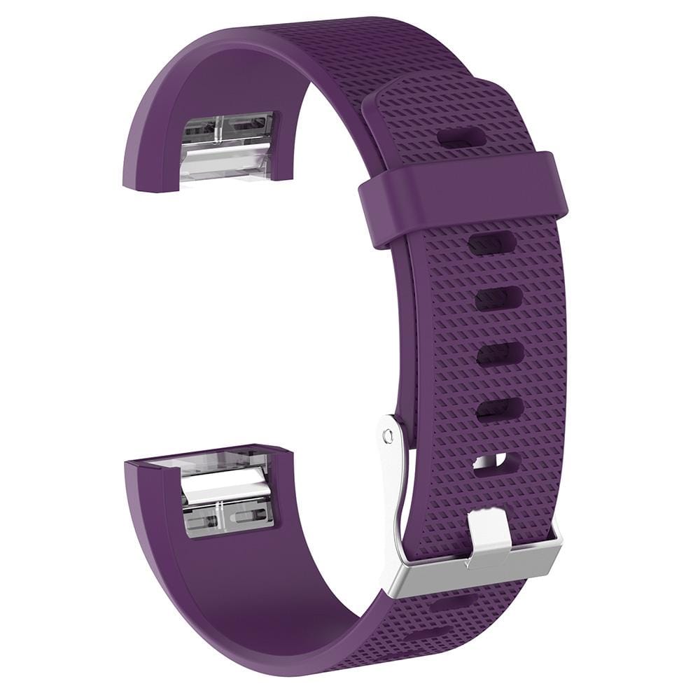 For Fitbit Charge 2 Common Texture Silicone Replacement Wrist Strap Watchband with Buckle, Size:S (Purple)