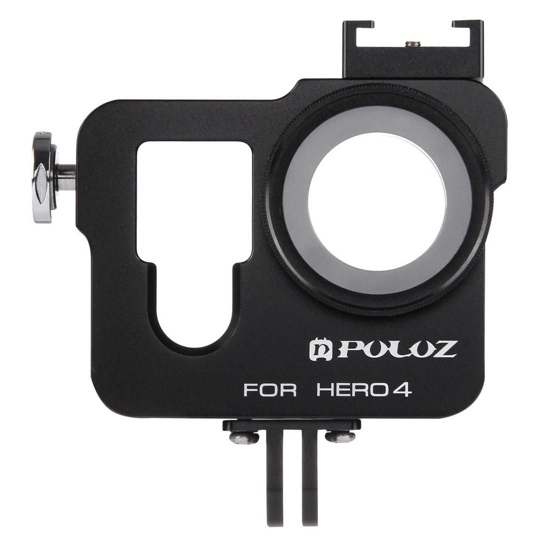 PULUZ Housing Shell CNC Aluminum Alloy Protective Cage with 37mm UV Lens Filter & Lens Cap for GoPro HERO4 (Gold)