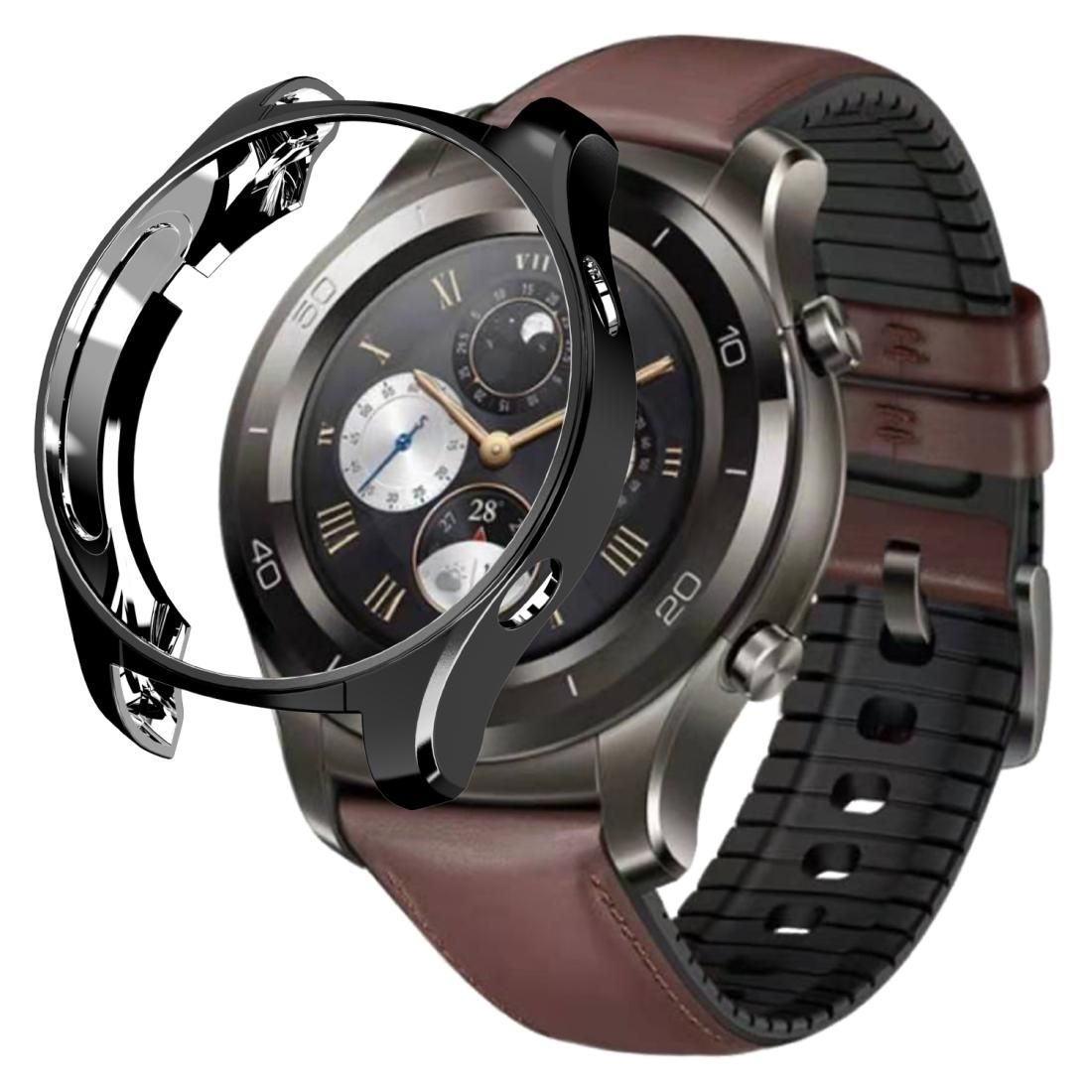 For Huawei Watch 2 Pro Plating TPU Half-package Protective Shell (Black)