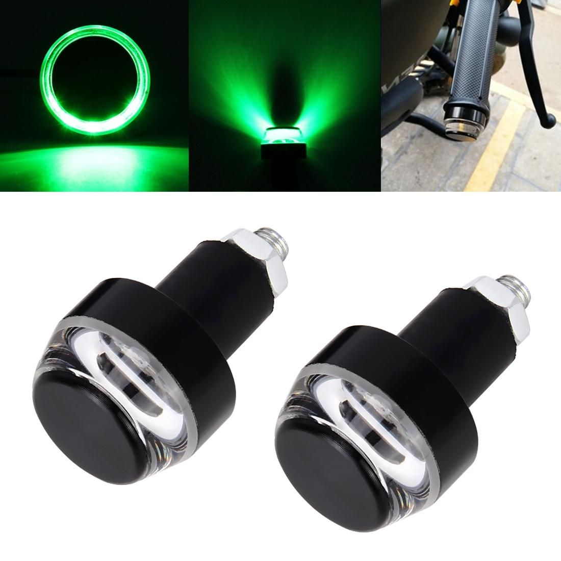 2 PCS Motorcycle Turn Double Light Grip Bar Plug Strobe Side Marker End LED Handlebar Lamp, Yellow and White Light (Style4)