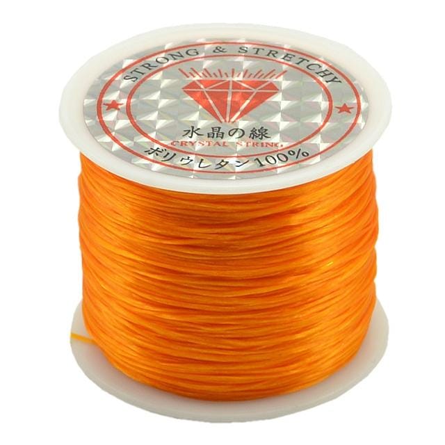 2 PCS 50m/bag 0.5mm Round Elastic Cord Beading Stretch Thread/String/Rope for Necklace Bracelet Jewelry Making (Orange)