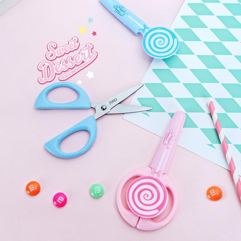 Sweet Lollipop Portable Scissors Home Furnishing Tool DIY School Office Supplies (Blue)