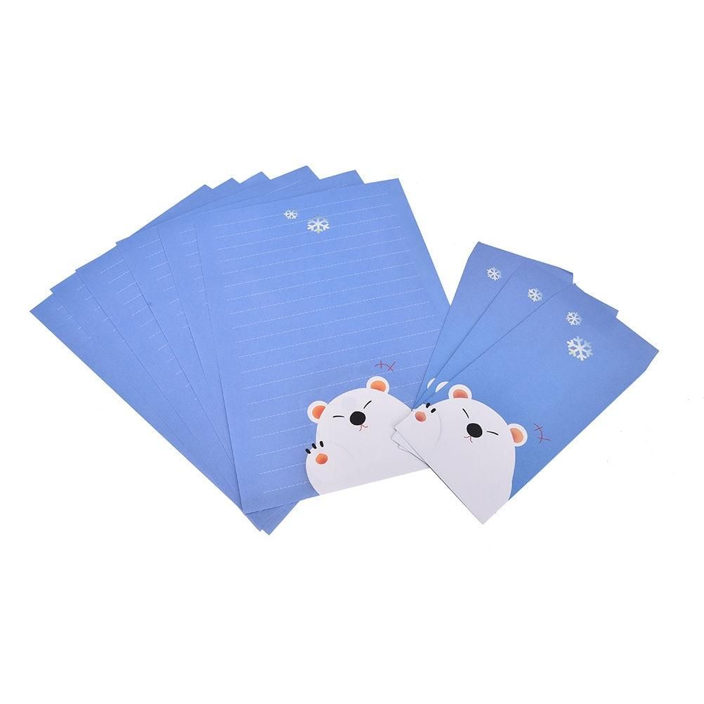 Card Communication Paper Envelope Set Cute Romantic Love Letter 3 Envelope +6 Letter Paper Sets (Bear)