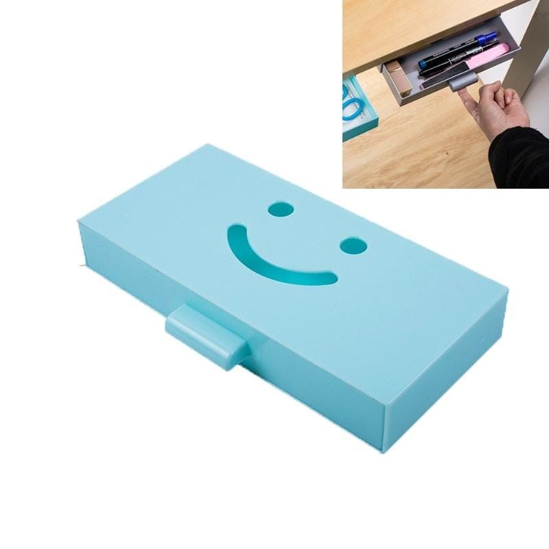 5 PCS Hidden Drawer Storage Box Office Desk Bottom Paste Large Capacity Pen Case (Light Blue)