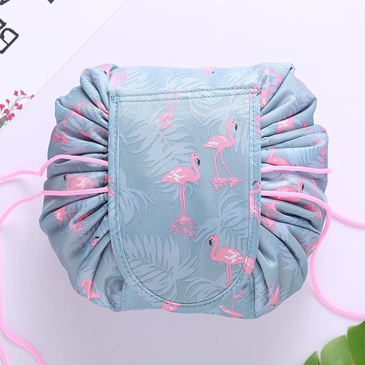 Fashion Waterproof Large Capacity Quick Drawstring Makeup Jewelry Storage Bag Women Travel Cosmetic Bag Toiletry Tool Kit (Flamingo)