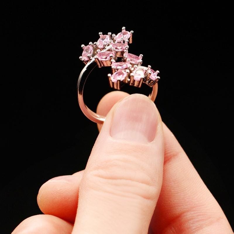 Women Adjustable Tree Leaf Rings Jewelry Ring Gifts (Purple)
