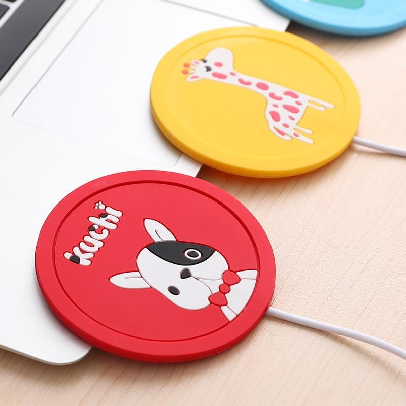5 PCS Winter Warm Cartoon USB Heating Insulation Coaster Silicone Non-Slip Coastersale (Blue Elephant)