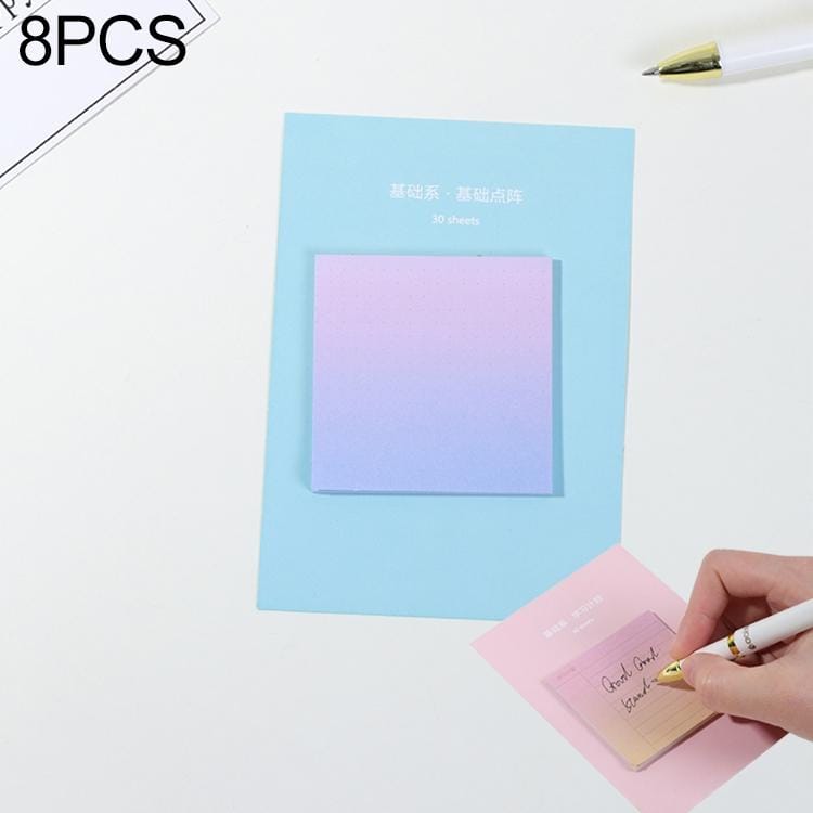8 PCS Rainbow Gradient Memo Pad Paper Sticky Notes Notepad Stationery Basic lattice
