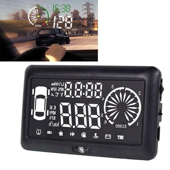 4 Inch Car HUD Head Up Display Vehicle-mounted Security System with OBDII Interface & Speed & Fuel Consumption & Water Temperature & Timepiece, Etc