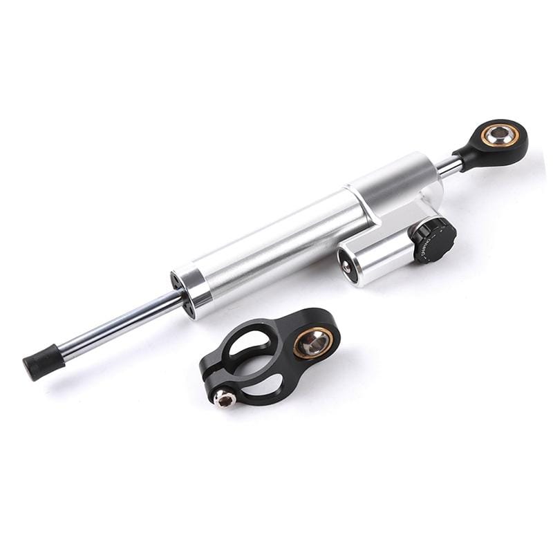 Motorcycle Handlebar Universal Shock Absorber Direction Damper Steering Stabilizer Damper Accessories (Silver)