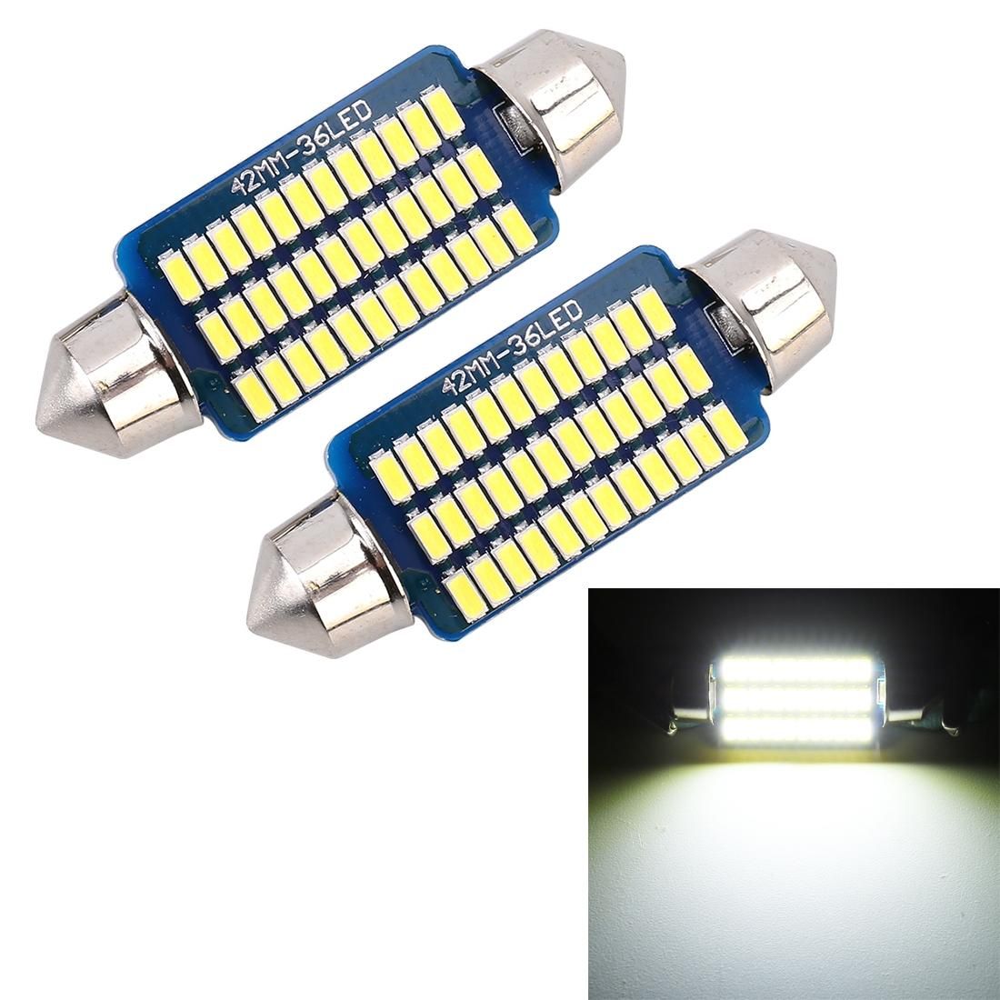 2 PCS 41mm DC12V / 1.5W / 6000K / 100LM 36LEDs SMD-3014 Car License Plate Light / Dome Light, with Decoder