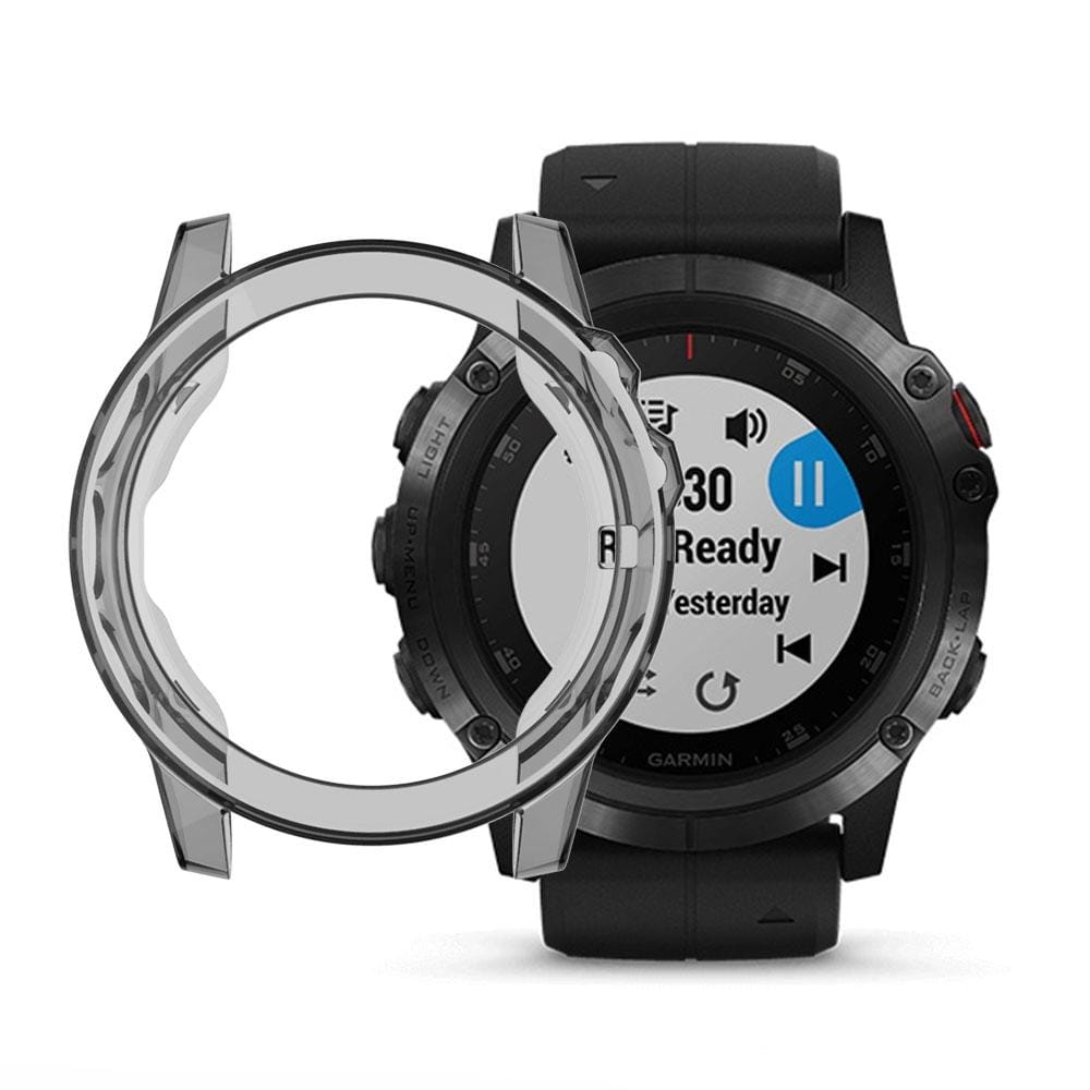 Suitable for Garmin Fenix 5 & 5 Plus transparent TPU Silica Gel Watch Case (Transparent gray)
