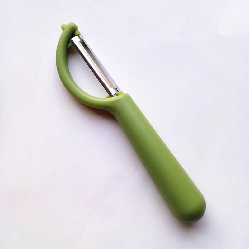 4 PCS Stainless Steel Round Handle Peeler Sugar Cane Scraper  Fruit Plane (Green)