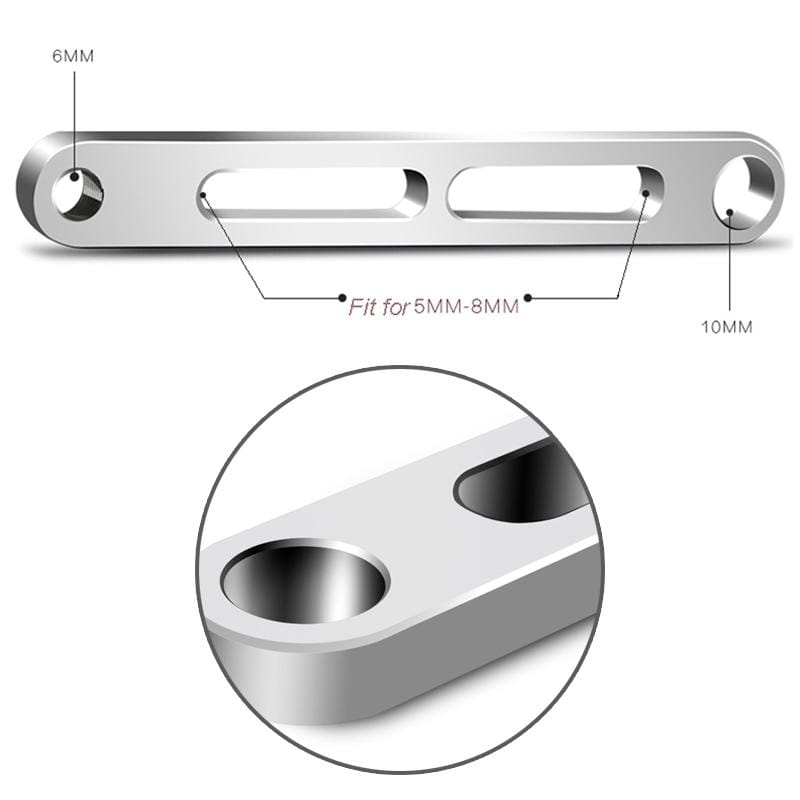 5 PCS Motorcycle Parts Expansion Bracket Lighting Crossbar Spotlight Mirror Mount Multi-function Motorcycle Mobile Phone Strip Bracket (Silver)
