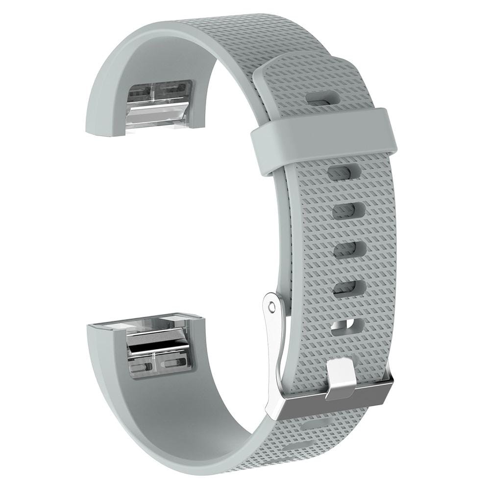For Fitbit Charge 2 Common Texture Silicone Replacement Wrist Strap Watchband with Buckle, Size:L (Light Grey)