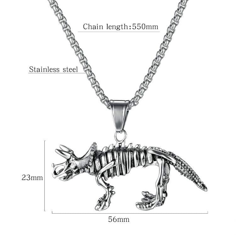 OPK 1669 Retro Dinosaur Skeleton Pendant Personality Men Titanium Steel Unicorn Necklace, Color:Gold Pendant+Chain