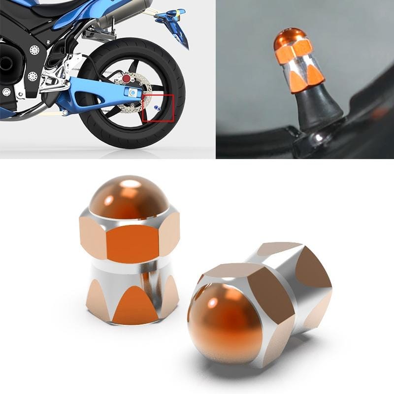 2 PCS Motorcycles Gas Cap Mouthpiece Cover Tire Cap Tire Valve Caps (Orange)