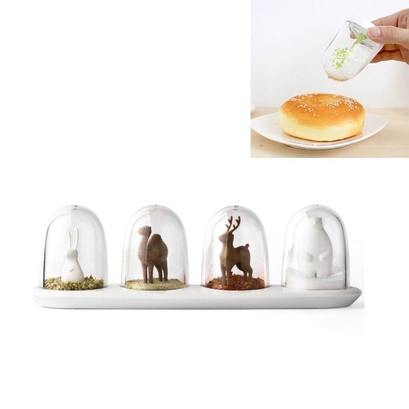 4 in 1 Kitchen Animals Cartoon Shape Seasoning Bottle Set