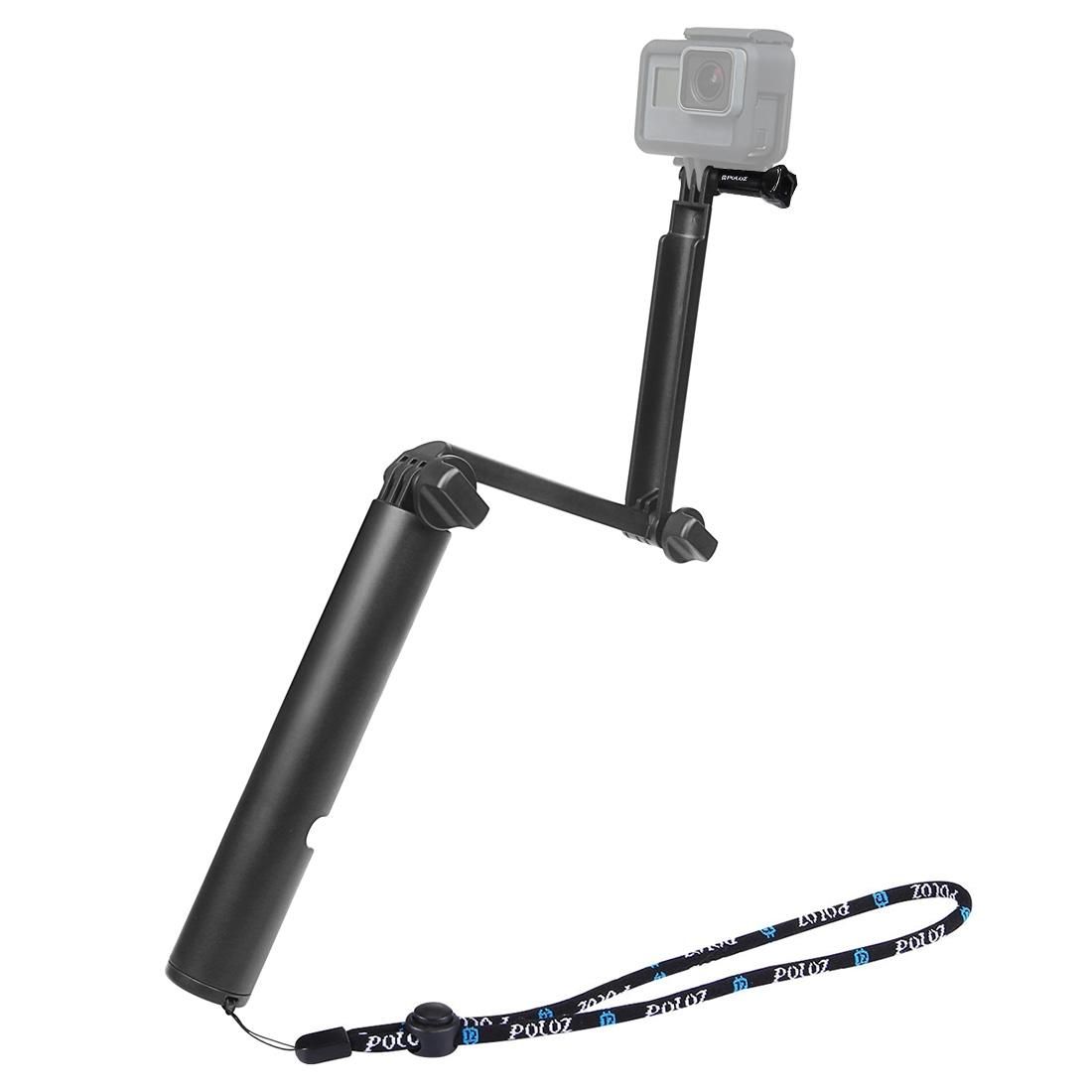 PULUZ 3-Way Grip Foldable Multi-functional Selfie-stick Extension Monopod Holder for GoPro HERO9 Black / HERO8 Black / HERO7 /6 /5 /5 Session /4 Session /4 /3+ /3 /2 /1, Xiaoyi and Other Action Cameras, Length: 24.2-50.8cm