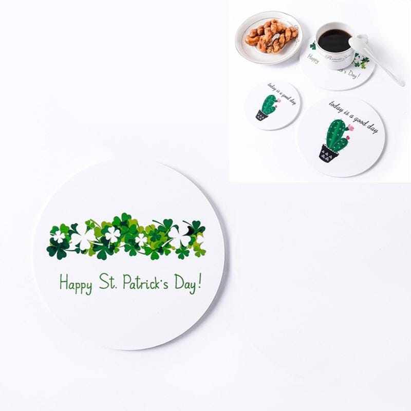 25 PCS Round Cartoon Non-slip Anti-scalding Coaster Creative Insulation Mat Cute Placemat, Size:S (Four-leaf Clover)