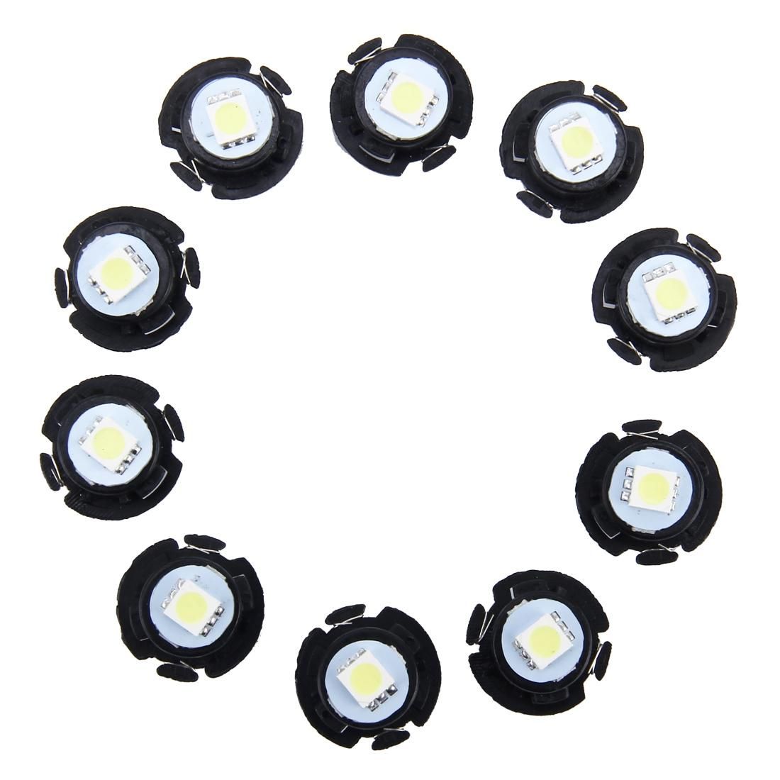 10 PCS 0.3W T6.5 Wedge Instrument Panel LED Light Dashboard Gauge Cluster Indicator Lamp Bulb (White Light)