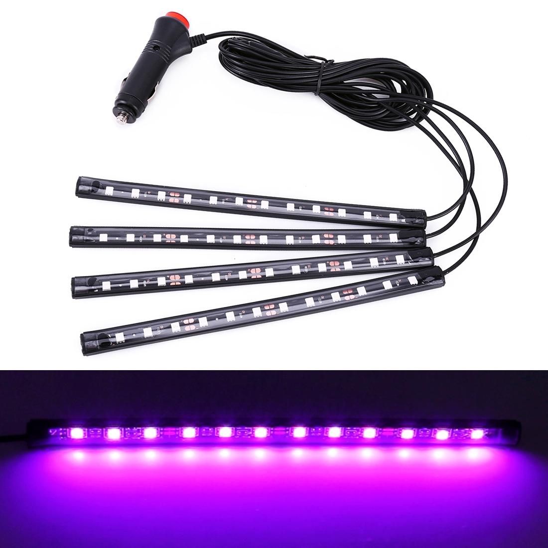 4 in 1 Universal Car LED Atmosphere Lights Colorful Lighting Decorative Lamp, with 48LEDs SMD-5050 Lamps, DC 12V 3.7W (Pink Light)