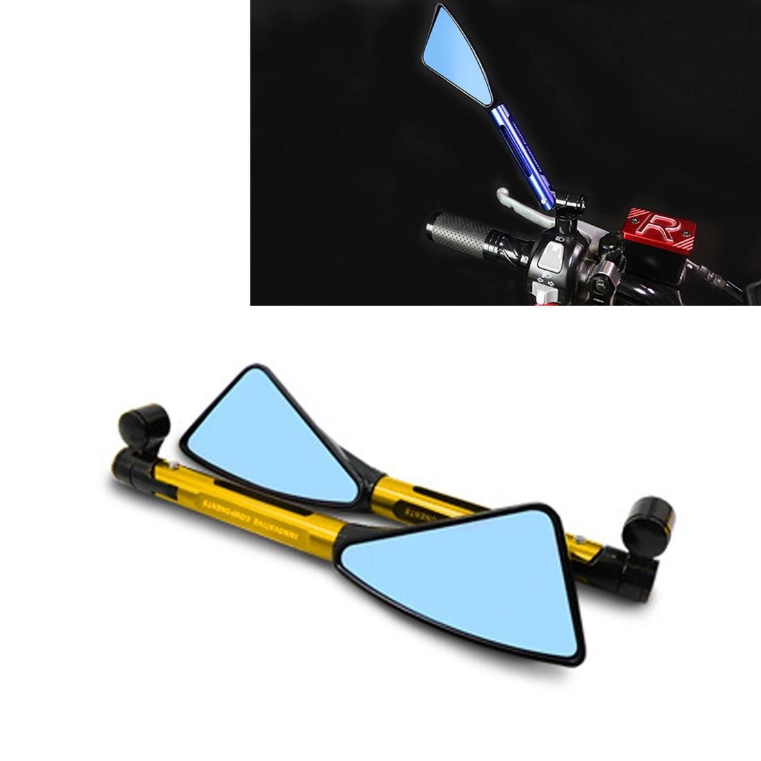 2 PCS Motorcycle Parts CNC Technology Aluminum Alloy Rearview Mirror Side Mirror (Gold)