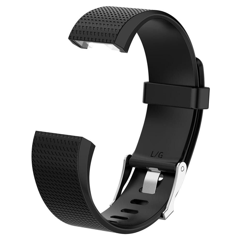 For Fitbit Charge 2 Common Texture Silicone Replacement Wrist Strap Watchband with Buckle, Size:S (Dark Blue)