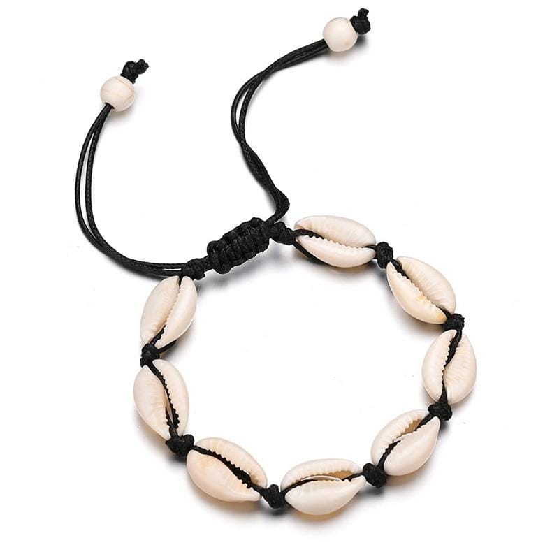 Terreau Kathy Anklets for Women shell Foot Jewelry Summer Beach Barefoot Bracelet ankle on leg Ankle strap Bohemian Accessories (Black)
