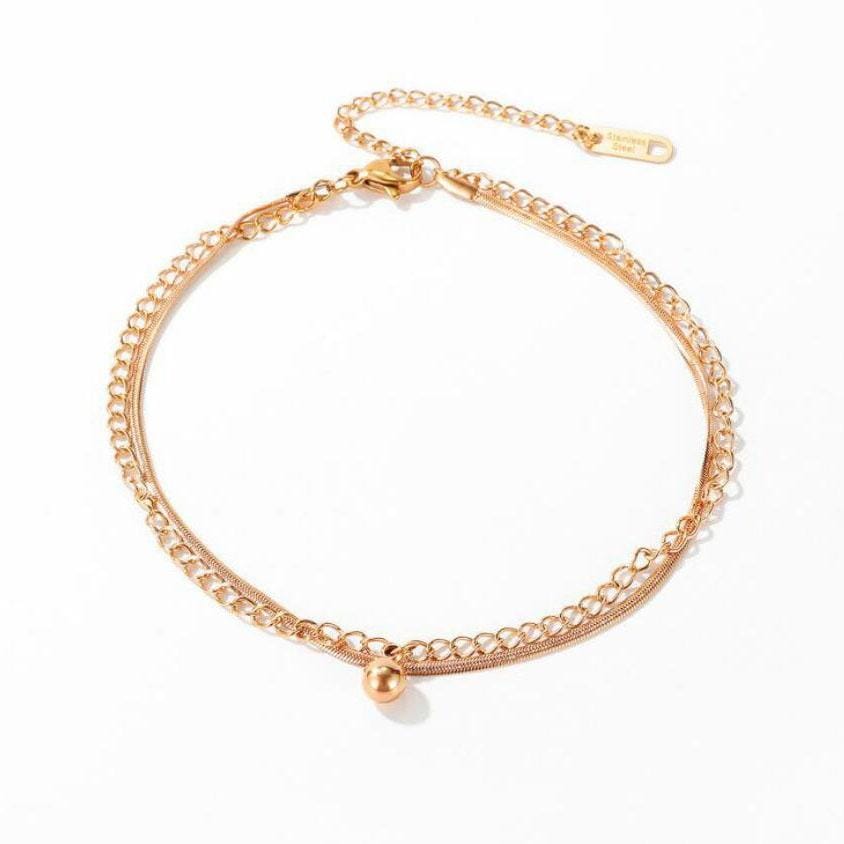 OPK 101 Ladies Titanium Steel Anklet Simple Round Bead Pendant Wild Jewelry