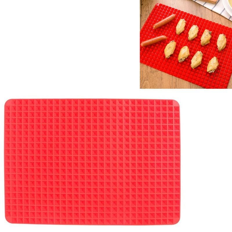 2 PCS Silicone Multifunctional Bbq Pizza Mat Multifunctional Placemat Grill Mat Microwave Baking Mat (Red)