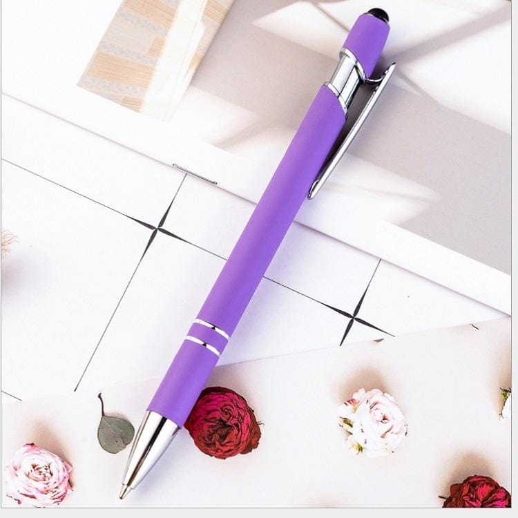 Creative Push Metal Multi-function Touch Handwriting Touch Screen Ballpoint Pen, Written:Bullet type 1.0 (Purple)
