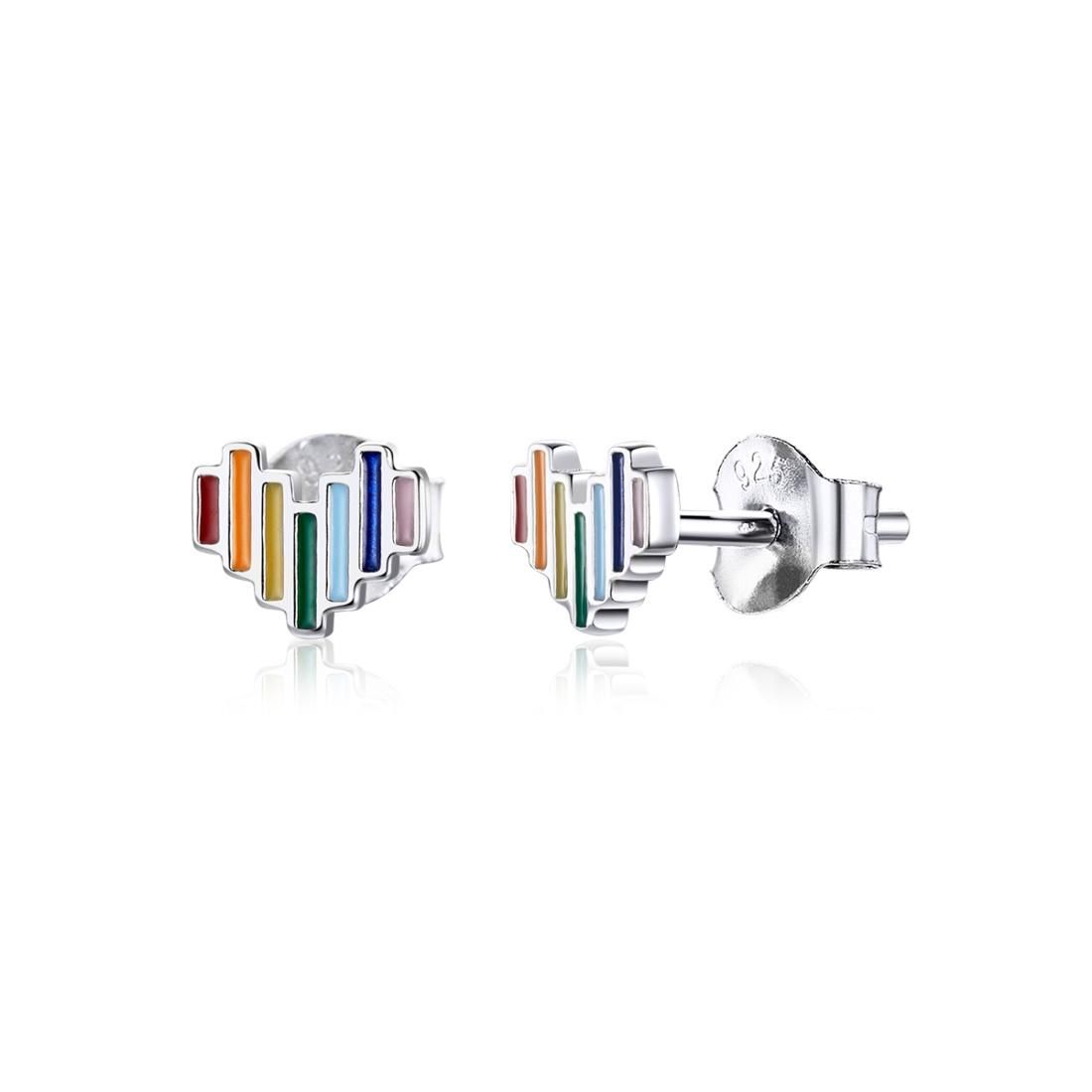 Rainbow Earrings S925 Love Simple Earrings Sterling Silver Earrings