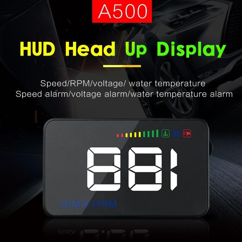 A500 OBD2 3.5 inch Vehicle-mounted Head Up Display Security System, Support Car Speed / Engine Revolving Speed Display / Water Temperature / Voltage / Detection and Elimination Fault Code