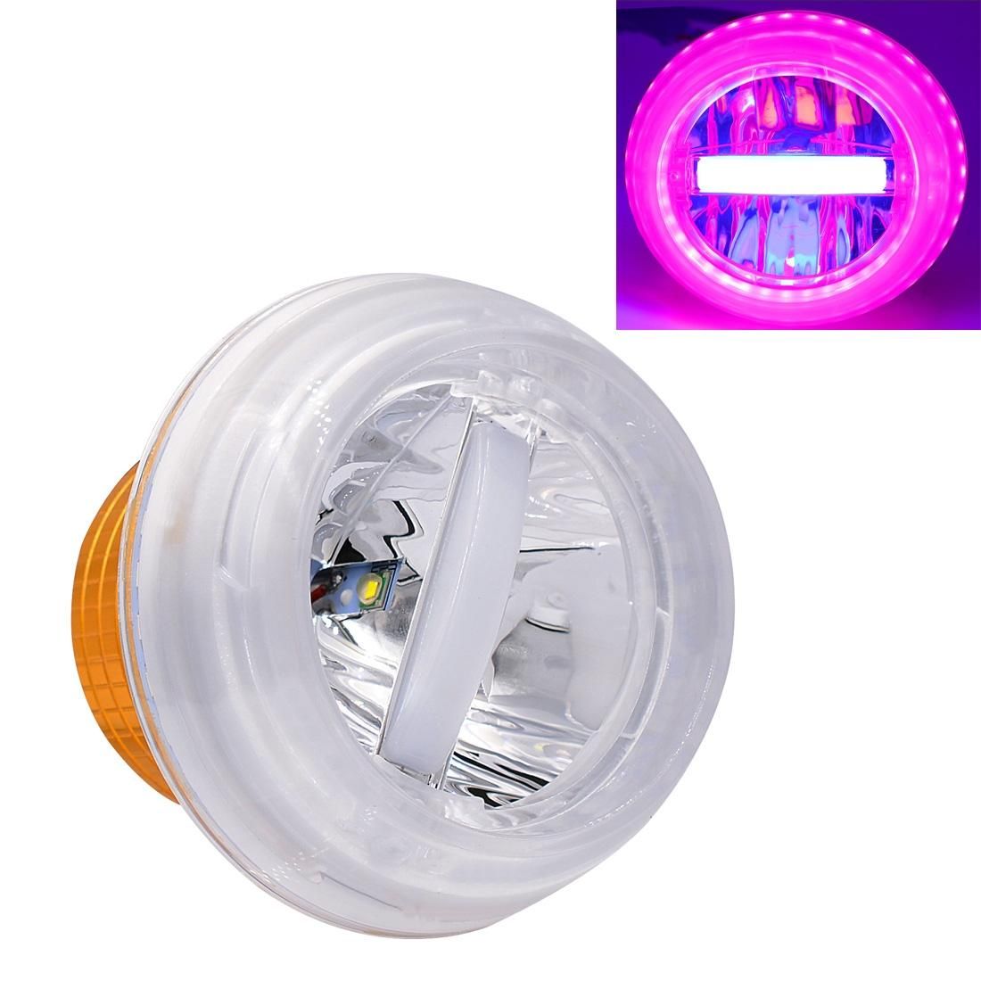 Motorcycle 30W DC 12V-85V IP66 Round Jellyfish Breathable Lamp Double Aperture LED Headlight (Pink Light)
