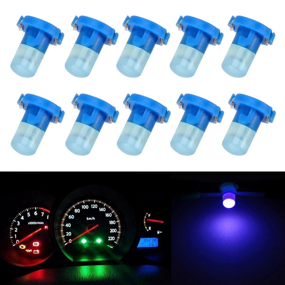 10 PCS 2W T3 Wedge Instrument Panel LED Light Dashboard Gauge Cluster Indicator Lamp Bulb (Blue Light)