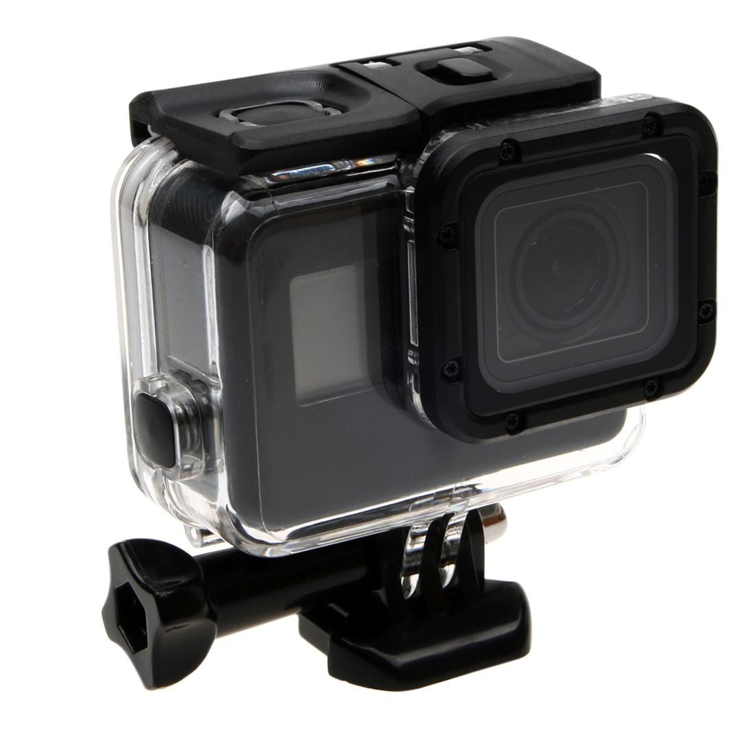 For GoPro  NEW HERO /HERO6   /5  30m Waterproof Housing Protective Case + Hollow Back Cover with Buckle Basic Mount & Screw, No Need to Disassemble Lens