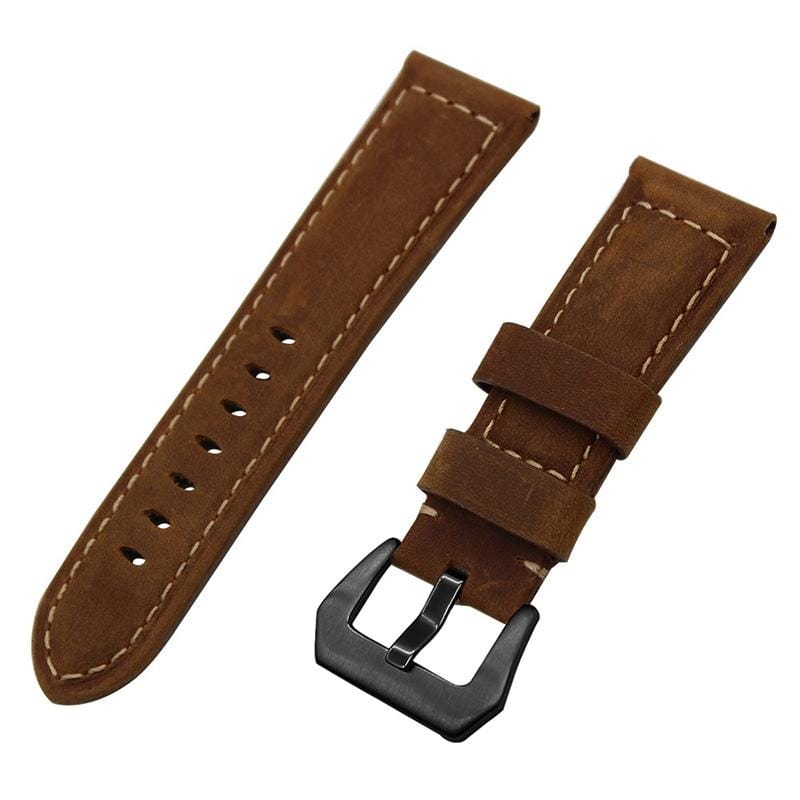 Frosted leather large black buckle For  Huawei Watch GT / Watch 2 Pro Watch strap (Dark Brown)